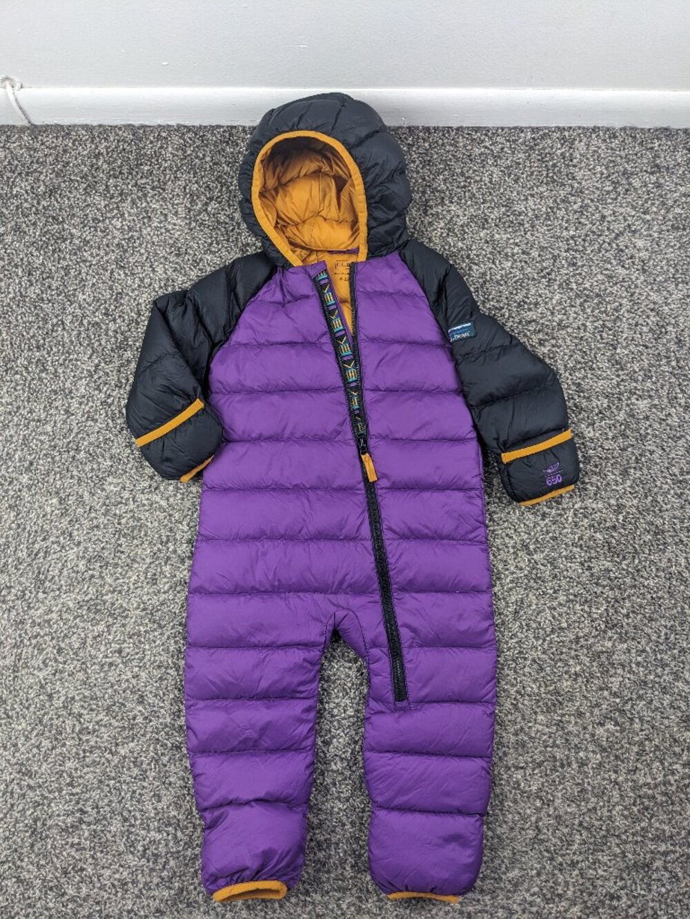 6-12 Months LL Bean Ultralight 650 Down TEK Puffer Bunting Snowsuit Purple Aztec